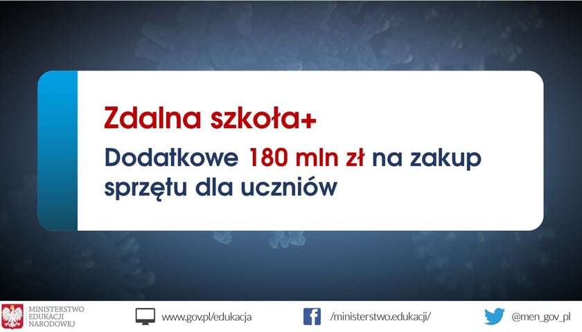 180 mln zł na wsparcie nauki zdalnej
