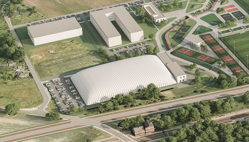 Zadaszone, kryte boisko w ramach Wrocławskiego Centrum Sportu na Żernikach - wizualizacja