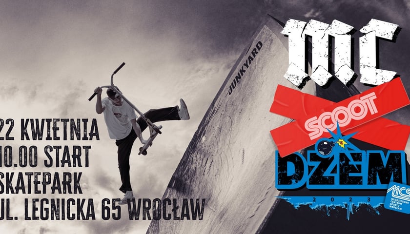 MC Scoot Dżem - zawody w wyczynowej jeździe na hulajnodze 22 kwietnia we Wrocławiu