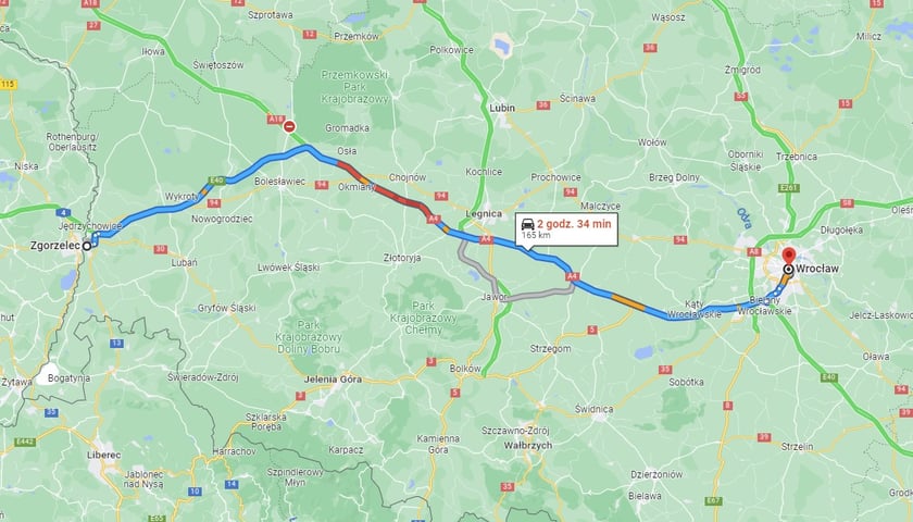 A4 pomiędzy Wrocławiem a Zgorzelcem