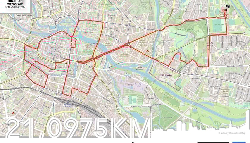 Trasa 9. Nocnego Półmaratonu Wrocław
