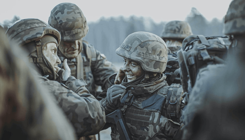 Kobiety i mężczyźni, żołnierze wojska polskiego w mundurach, zdjęcie ilustracyjne