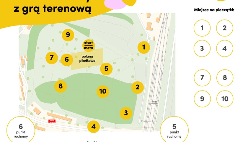 Mapa pikniku rodzinnego z grą terenową