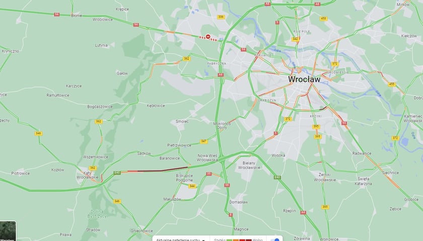 Natężenie ruchu na A4 pod Wrocławiem