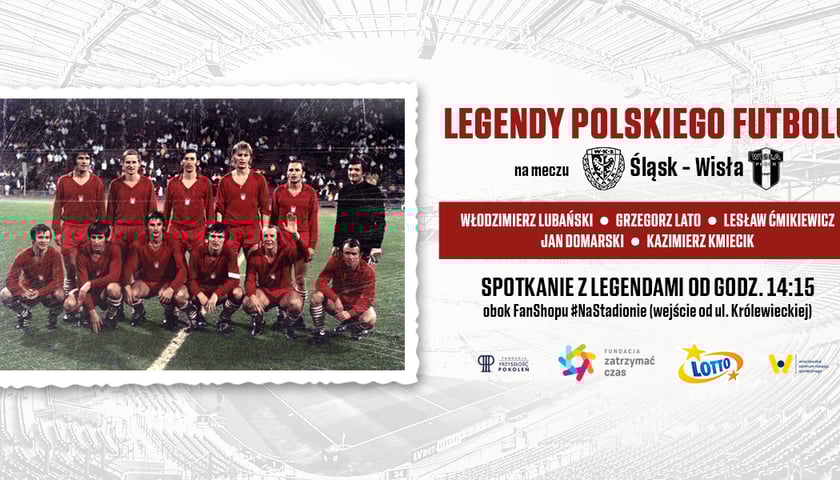 Legendy polskiego futbolu na meczu Śląska z Wisłą Płock
