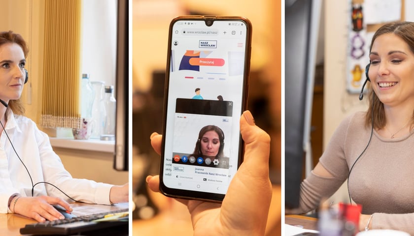 Pracownicy Urzędu Miejskiego we Wrocławiu podczas czatu wideo w programie Nasz Wrocław
