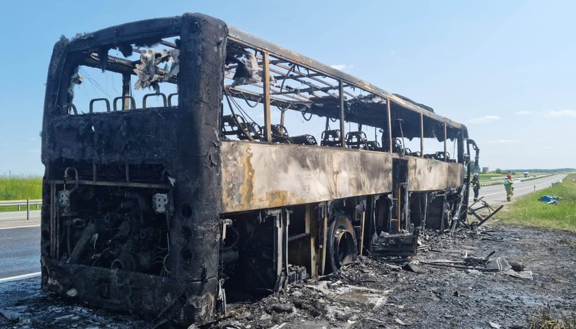 Pożar autokaru na A4
