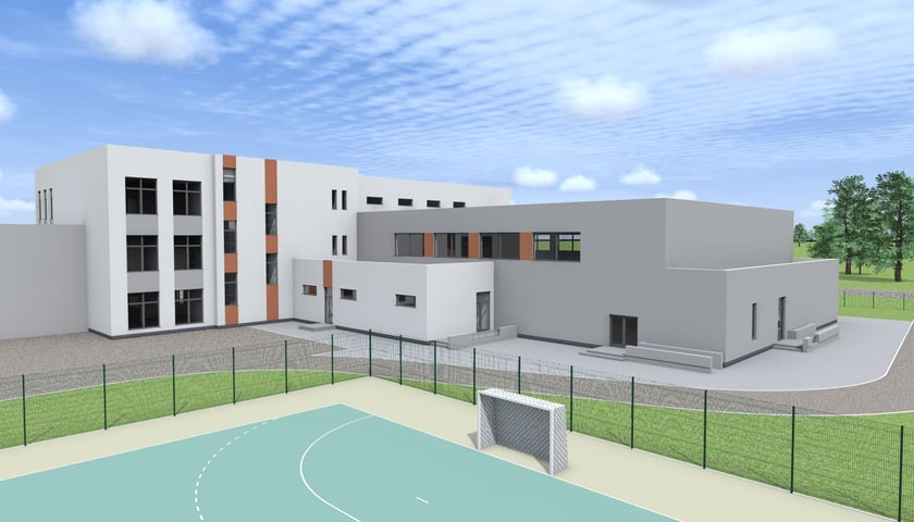 Budynek Zespołu Szkolno-Przedszkolnego w Pustkowie Żurawskim, wizualizacja