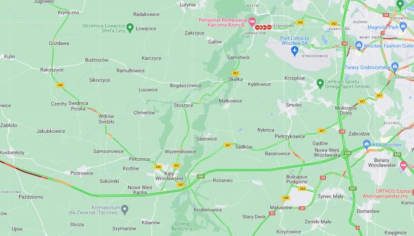 Korki na A4 w kierunku Wrocławia - 18 lipca 2023, godz. 14:35