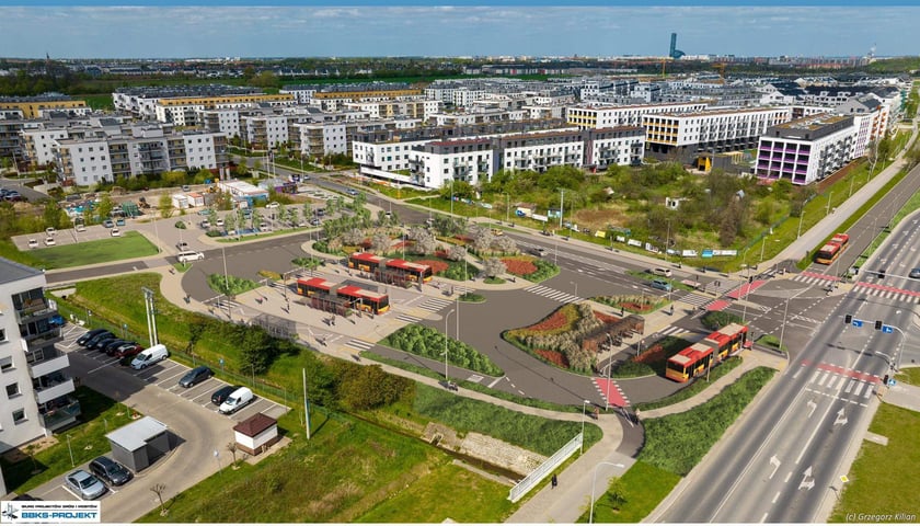 Wizualizacja pętli autobusowej przy ul. Kajdasza, obok której będzie mieścił się parking typu Park&Ride