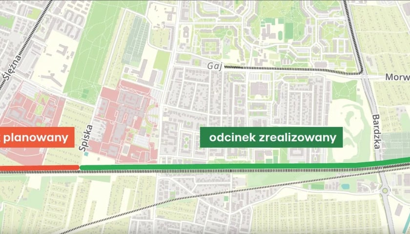 Mapa Promenady Krzyckiej, istniejące i następny odcinek