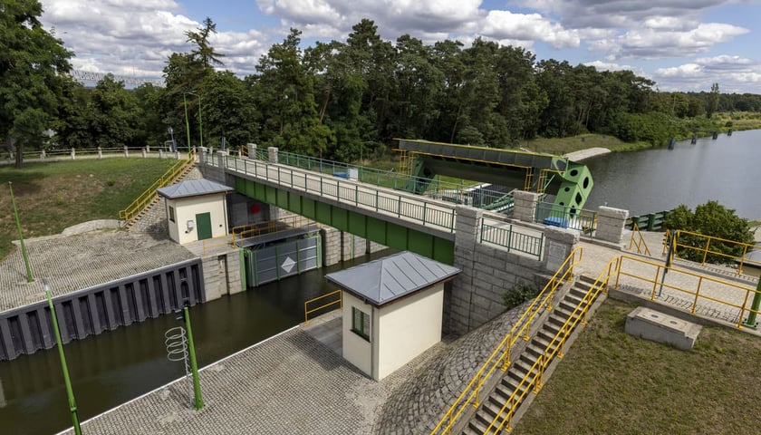 stopień wodny na Rędzinie po remoncie, sierpień 2023