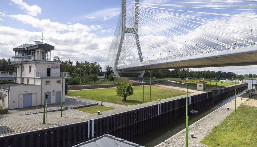 stopień wodny na Rędzinie po remoncie, sierpień 2023