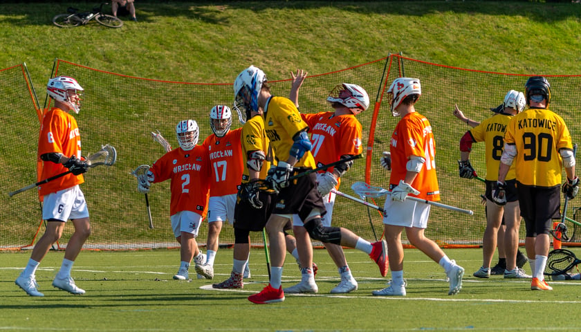 Kosynierzy Wrocław podczas meczu lacrosse