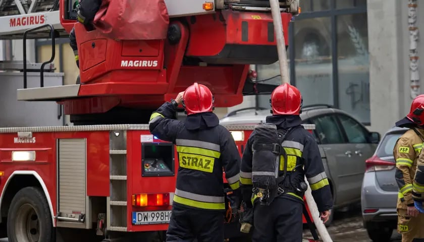 Straż pożarna podczas akcji 