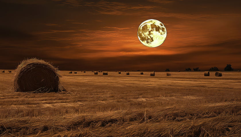 Pełnia Księżyca nad polem