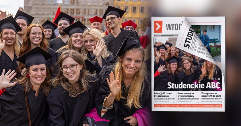 Na zdjęciu studenci wrocławskich uczelni podczas uroczystej inauguracji nowego roku akademickiego  2023/24 w Rynku 