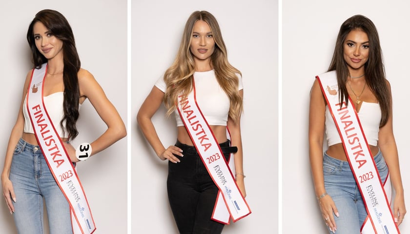 Finalistki konkursu Polska Miss 2023. Od lewej: Roksana Dudkiewicz, Amanda Bialic, Inez Ciałowicz.