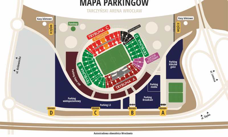 Mapa parkingów - Tarczyński Arena