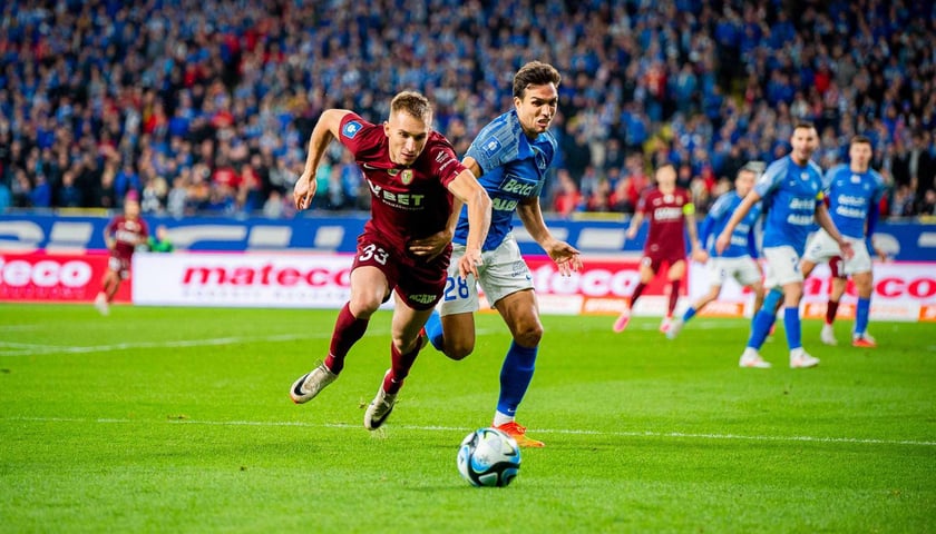 Piłkarze podczas meczu Ruch Chorzów - Śląsk Wrocław