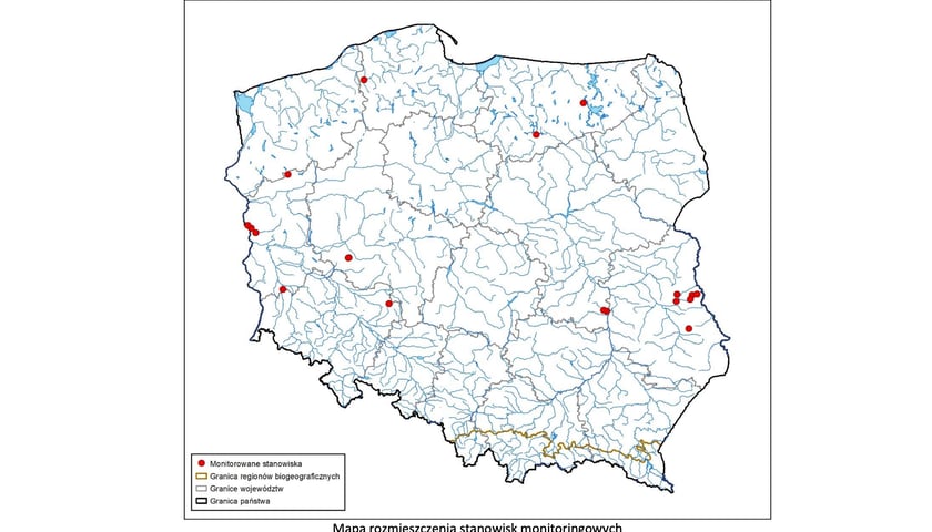 Mapa występowania siedlisk żółwia błotnego