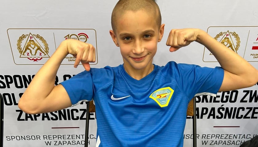 Maksymilian Cieplik, wicemistrz Polski w zapasach w stylu wolnym w kategorii do 38 kg, zawodnik Lotnika Wrocław