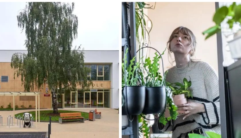 Z lewej przedszkole przy ul. Hallera, z prawej uczestniczka Twórczych Gajowic