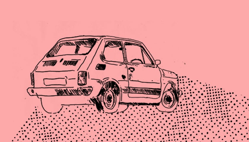 Motyw samochodu. Fiat 126 p. Grafika ilustracyjna