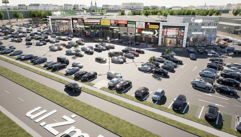 Wizualizacja przedstawia centrum handlowe Marino po modernizacji.