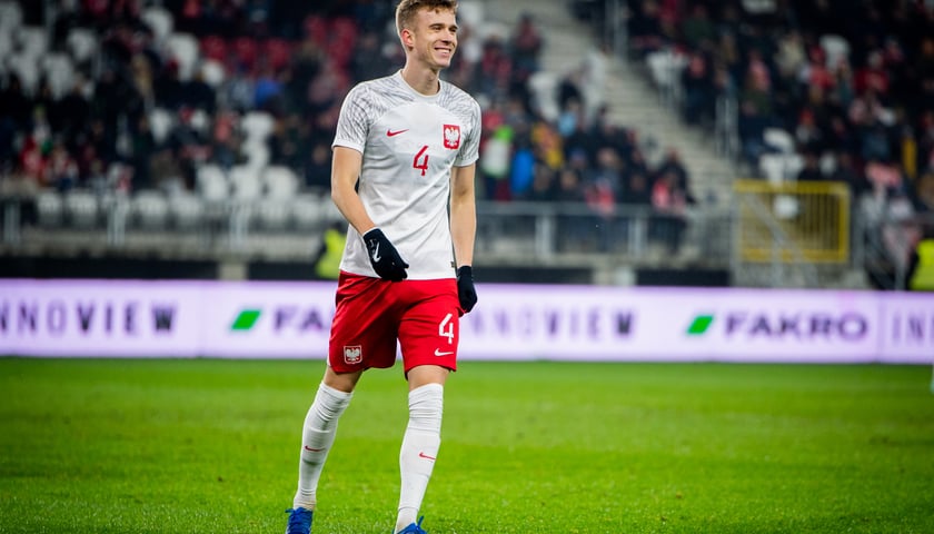Łukasz Bejger podczas meczu reprezentacji Polski U21
