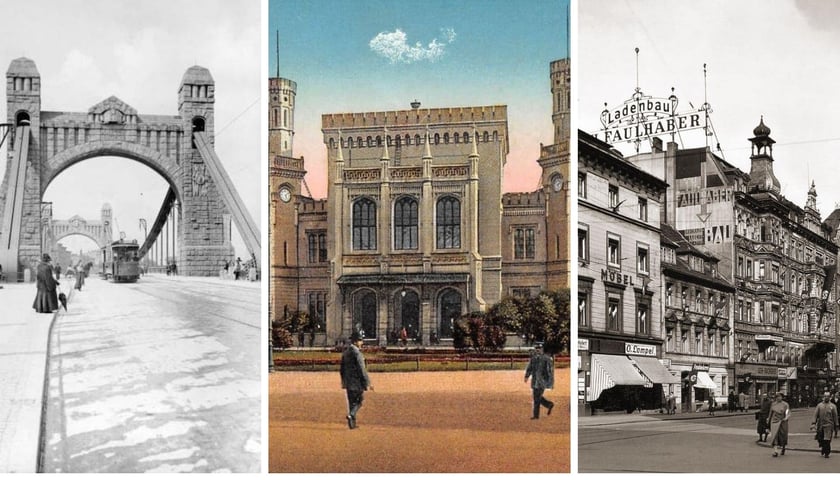 Most Grunwaldzki, kolejowy dworzec główny i ulica z kamienicami we Wrocławiu na archiwalnych zdjęciach 