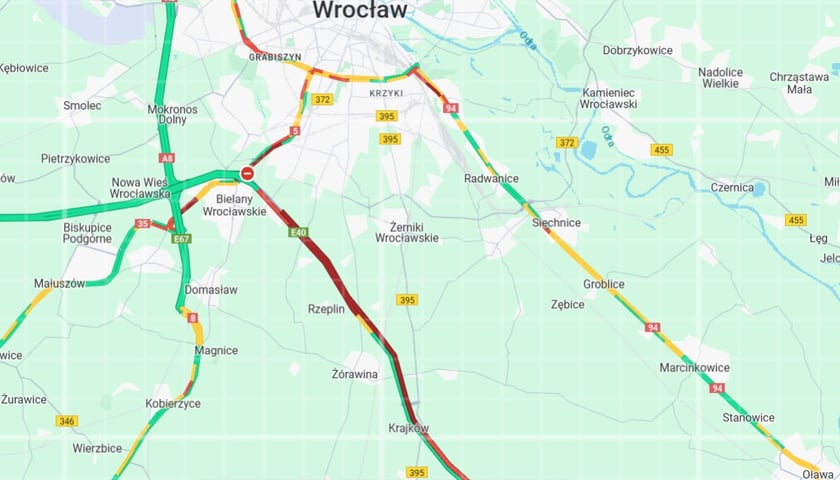 Korek na autostradzie A4 pod Wrocławiem