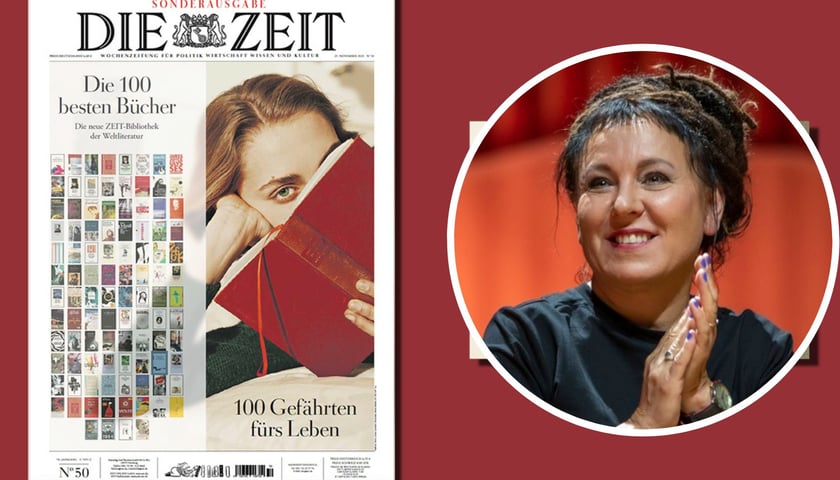 Na zdjęciu okładka tygodnika Die Zeit, w owalu portret Olgi Tokarczuk