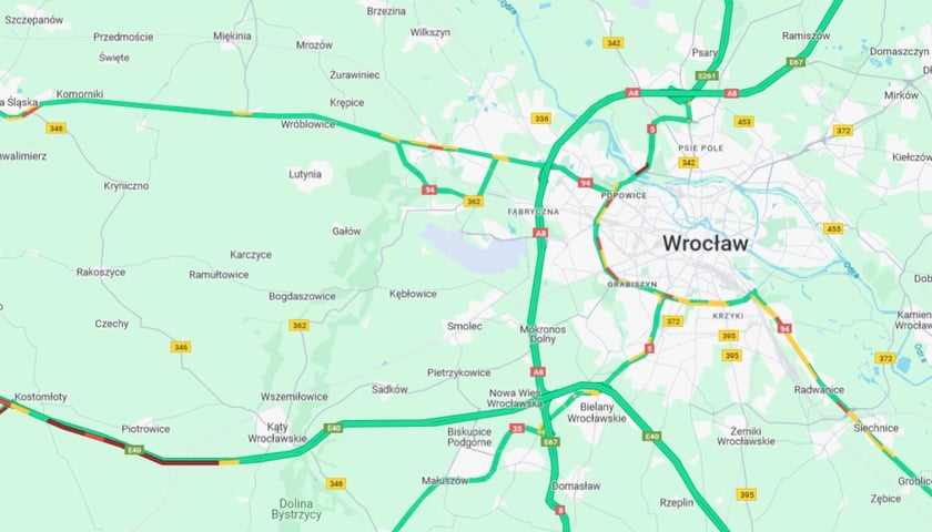 Wypadek na A4 pod Wrocławiem i korki - 20 grudnia 2023 r., godz. 12:15