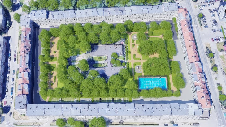 <p>Wizualizacja podw&oacute;rka między Fiołkową, Nasturcjową, Ostrowskiego i Grabiszyńską</p>