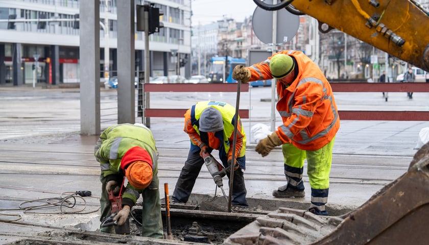 Remont torów na placu Grunwaldzkim, 14.01.2024