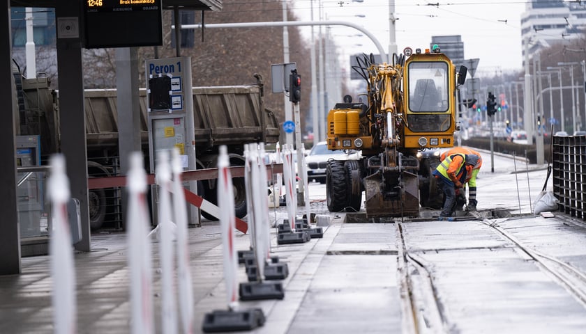 Remont torów na placu Grunwaldzkim, 14.01.2024
