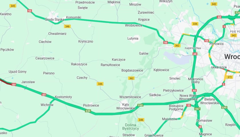 Korek na autostradzie A4 w stronę Wrocławia