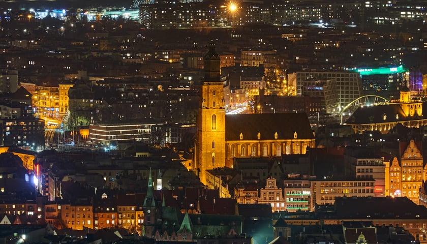 Panorama Wrocławia nocą
