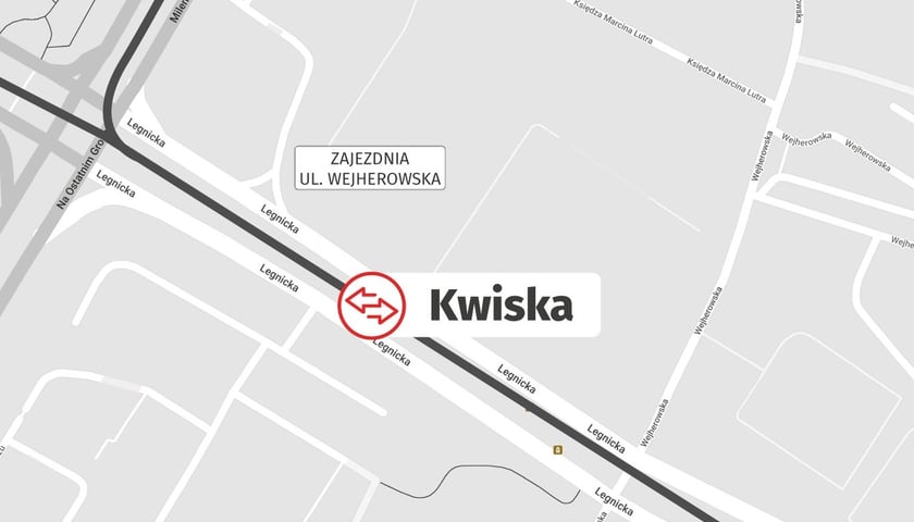 Na mapie została oznaczona lokalizacja węzła