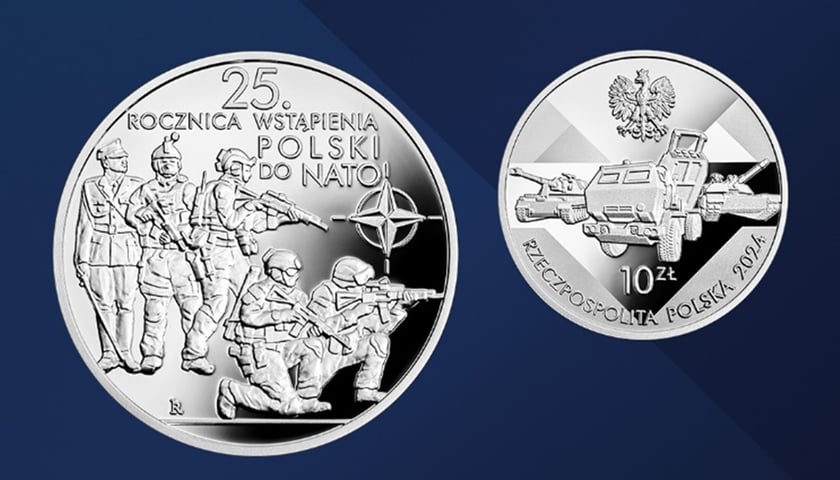 Awers i rewers nowej monety kolekcjonerskiej 25. rocznica wstąpienia Polski do NATO