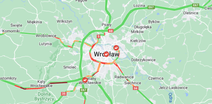 Korki na autostradzie A4 pod Wrocławiem