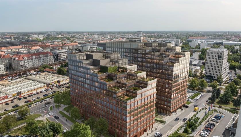<p>Wizualizacja biurowc&oacute;w Swobodna Spot, marzec 2024</p>