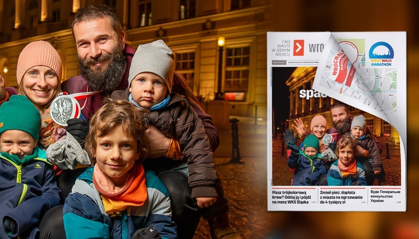 Okładka biuletynu wroclaw.pl nr 60, rodzina biorąca udział we WrocWalk Marathon 2021 