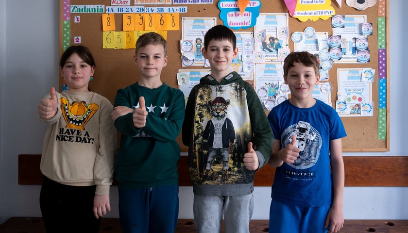 Natalia, Franciszek, Mateusz i Sebastian - uczniowie SP 108 we Wrocławiu
