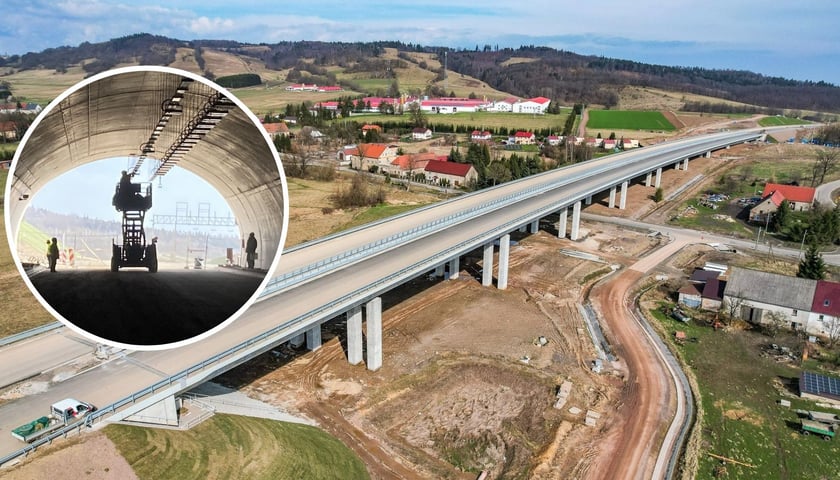 Na zdjęciu wiadukt oraz tunel na trasie S3 między Bolkowem a Kamienną Górą