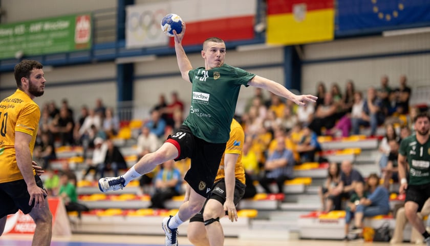 Szczypiorniści Śląsk Wrocław Handball podczas meczu