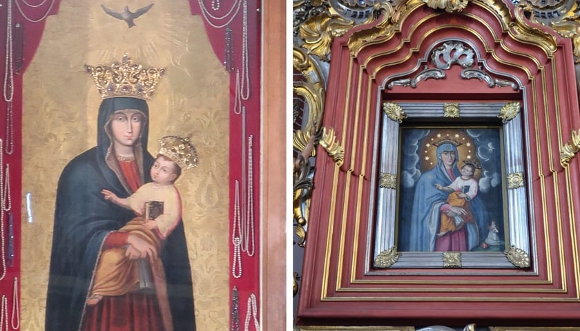 Od lewej: Matka Boska Pocieszenia, obok Matka Boska z Podkamienia