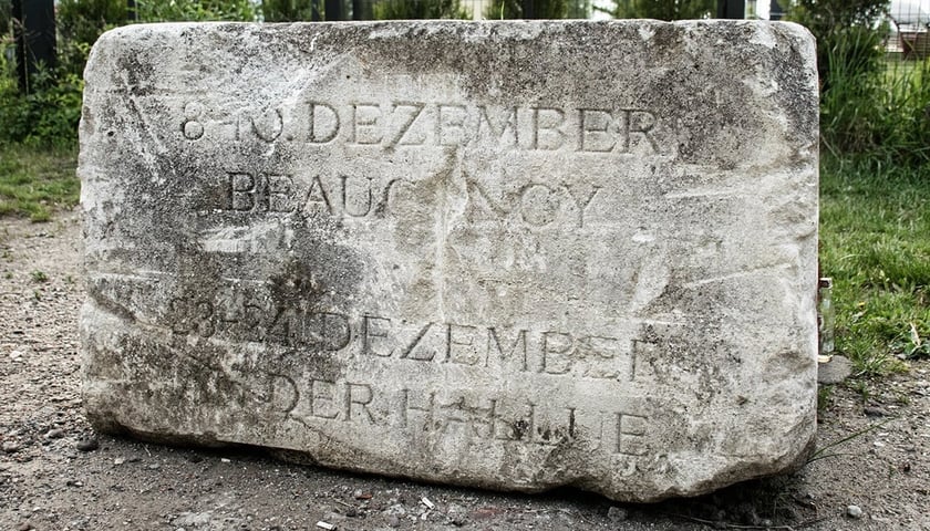 Fragment pomnika odnaleziony na Muchoborze Wielkim