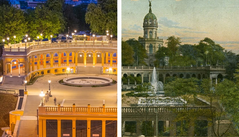 Na zdjęciu porównanie nowego (2024 rok) oraz  dawnego (1867 rok) wyglądu Bastionu Sakwowego. Poznaj historie bastionu i zobacz jak zmieniał się przez wieki!